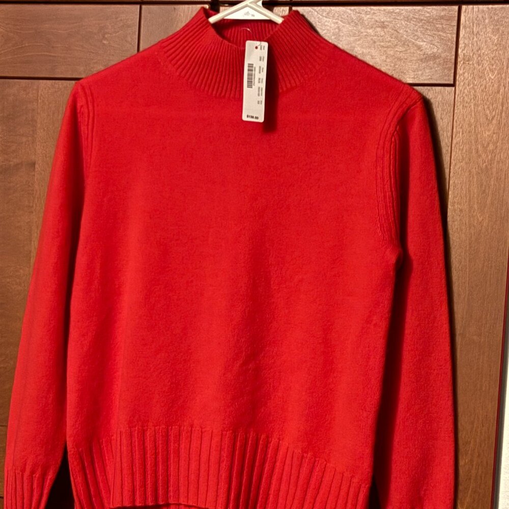 J Crew Cashmere Sz XS Mock-neck Sweater Cherrry Red $138 NWT